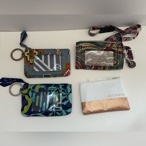 Bundle of 4 Used Zip Wallets and 1 lanyard | Vera Bradley Athleta Sak Roots